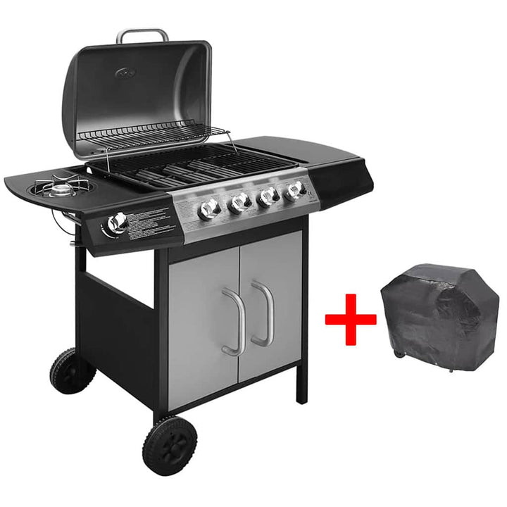 gasgrill 4+1 kogezoner sort og sølvfarvet