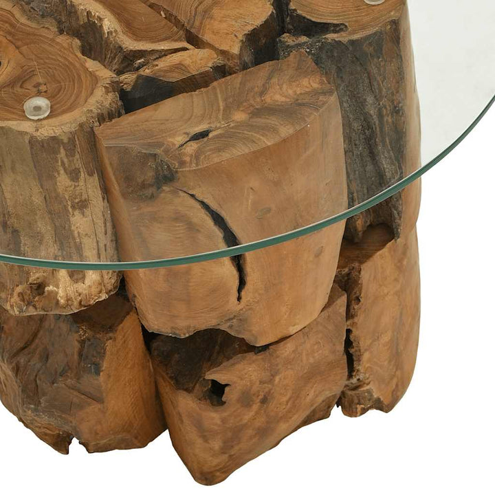 sofabord 60 cm massivt teak-drivtømmer