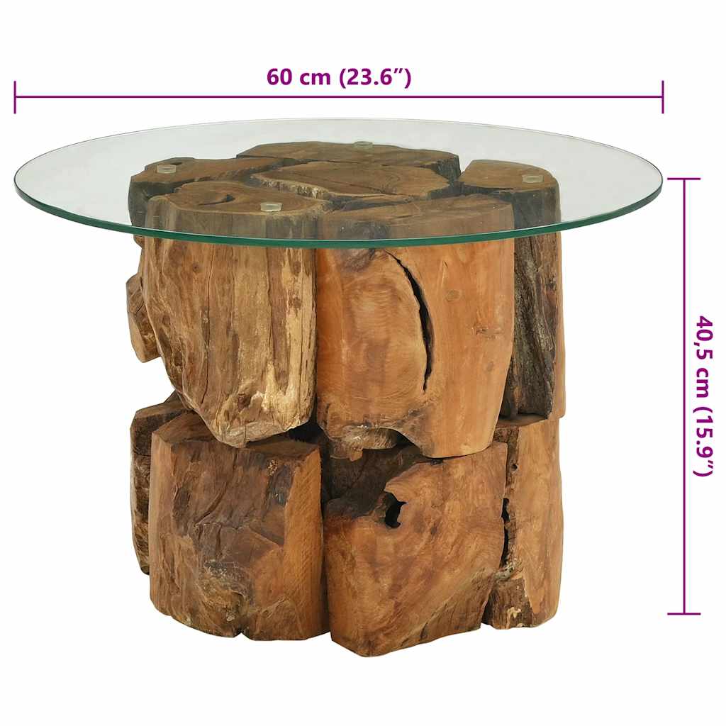 sofabord 60 cm massivt teak-drivtømmer