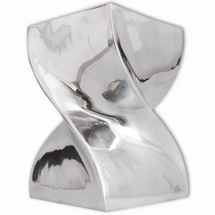 taburet/sidebord snoet form aluminium sølvfarvet