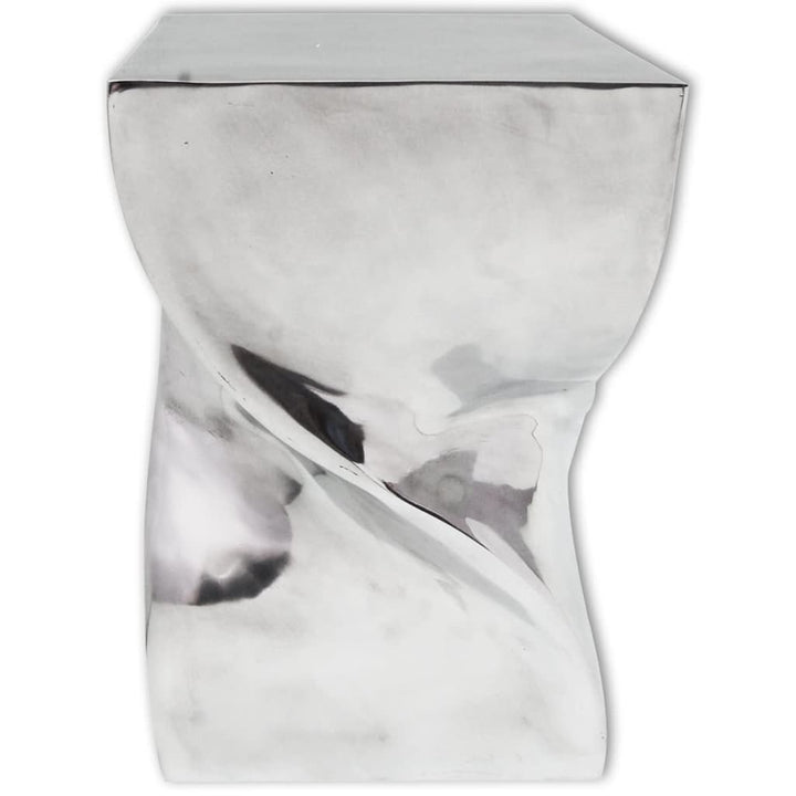 taburet/sidebord snoet form aluminium sølvfarvet