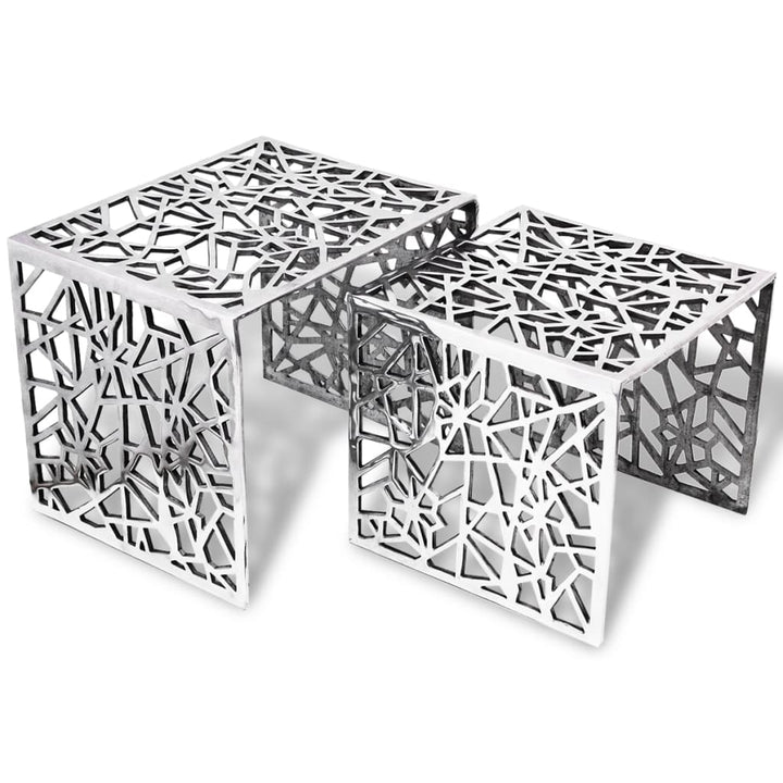 firkantet sidebord i to dele i aluminium sølvfarvet