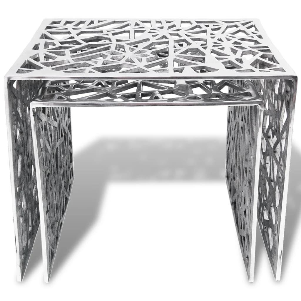 firkantet sidebord i to dele i aluminium sølvfarvet