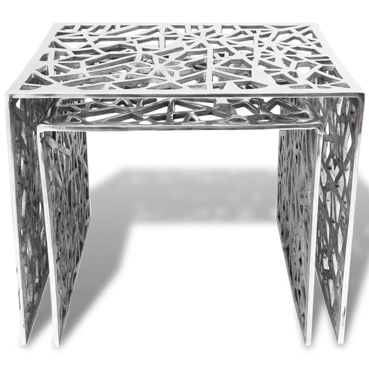 firkantet sidebord i to dele i aluminium sølvfarvet