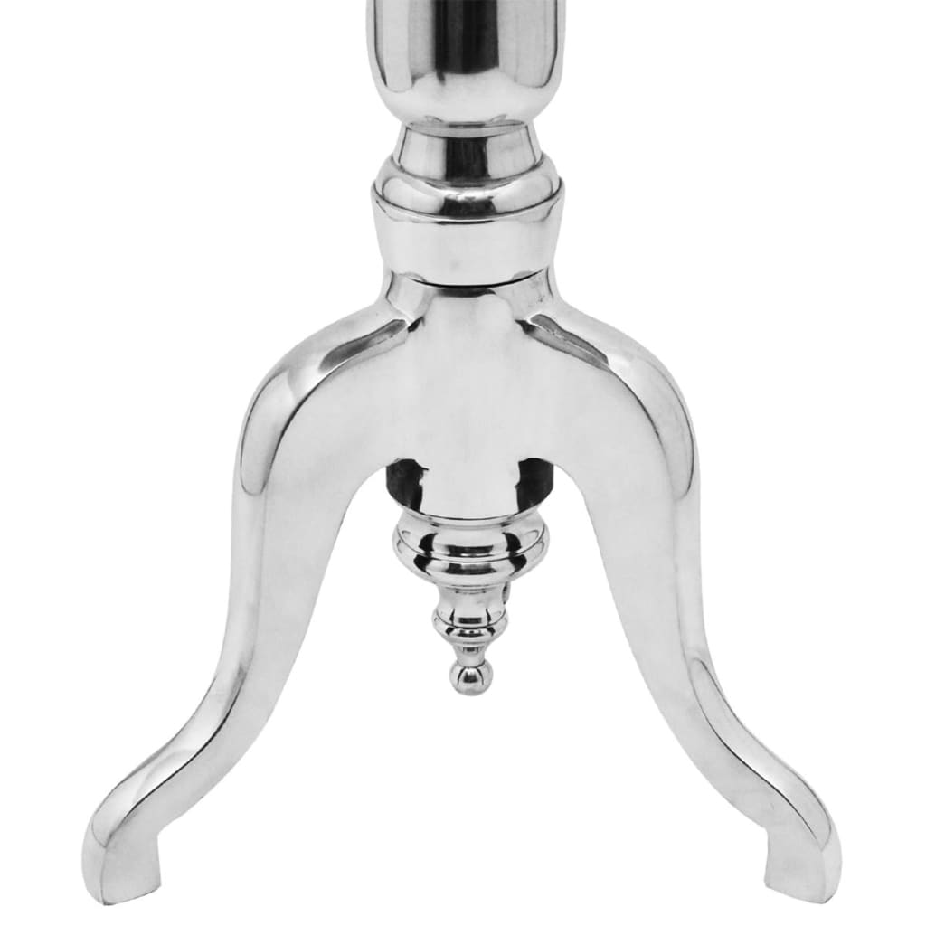 rundt sidebord i aluminium sølv