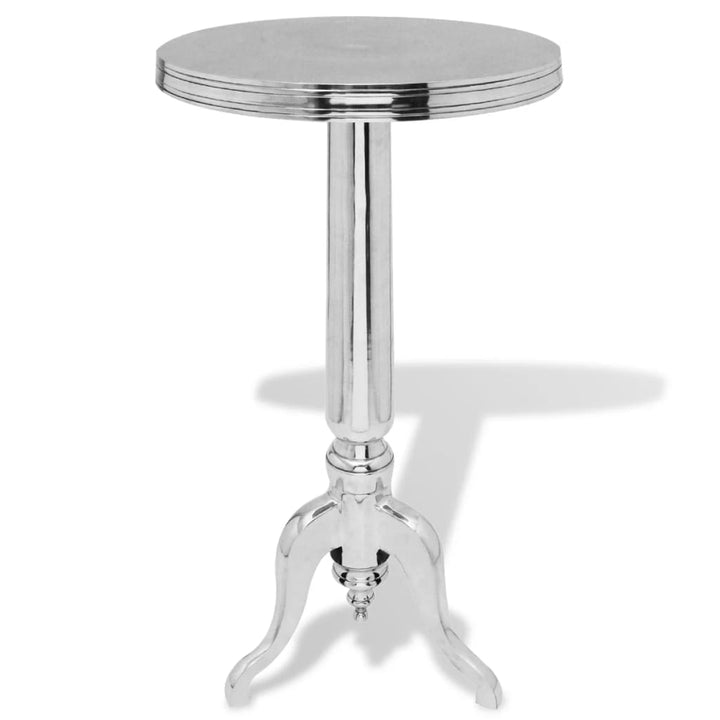 sidebord rundt aluminium sølvfarvet