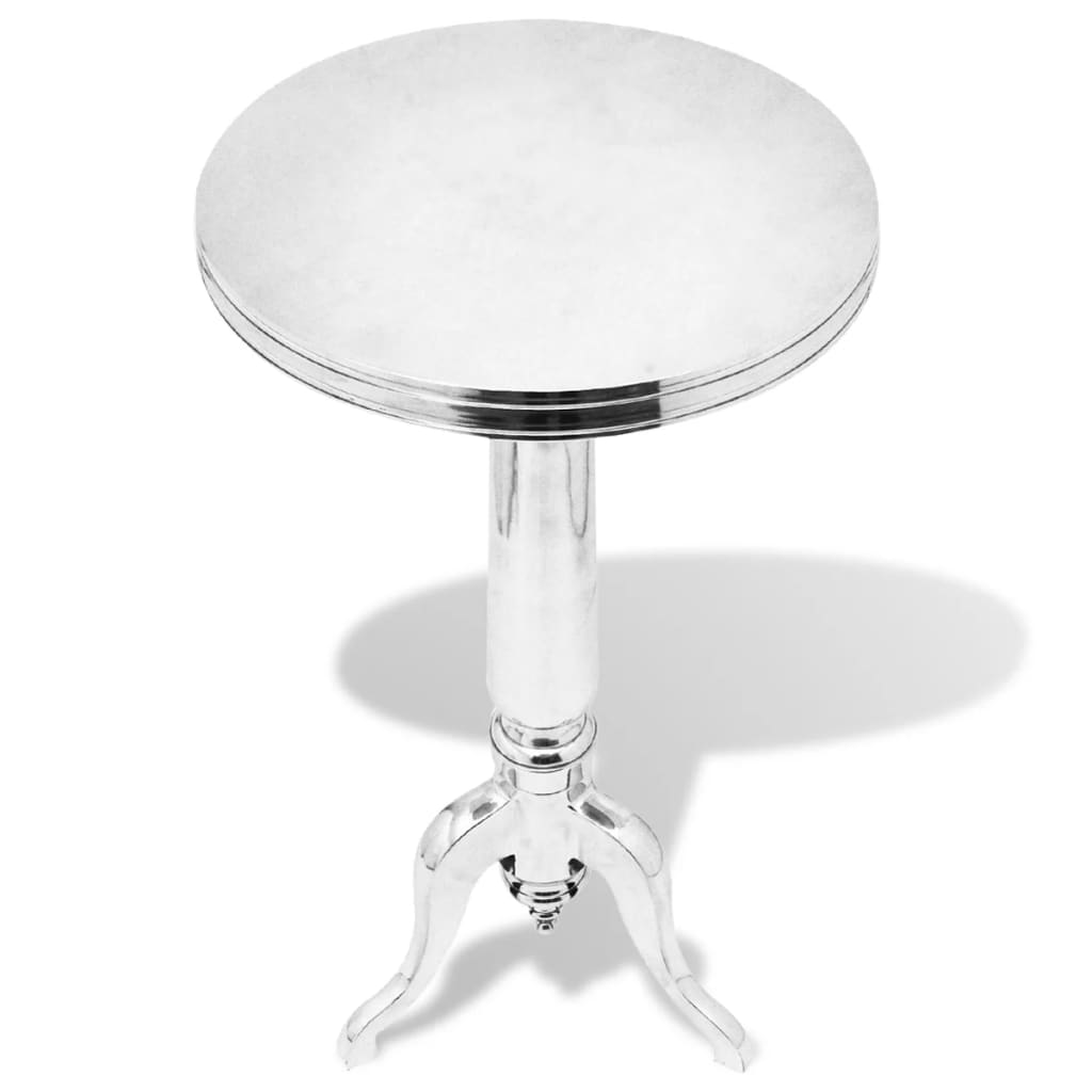 sidebord rundt aluminium sølvfarvet