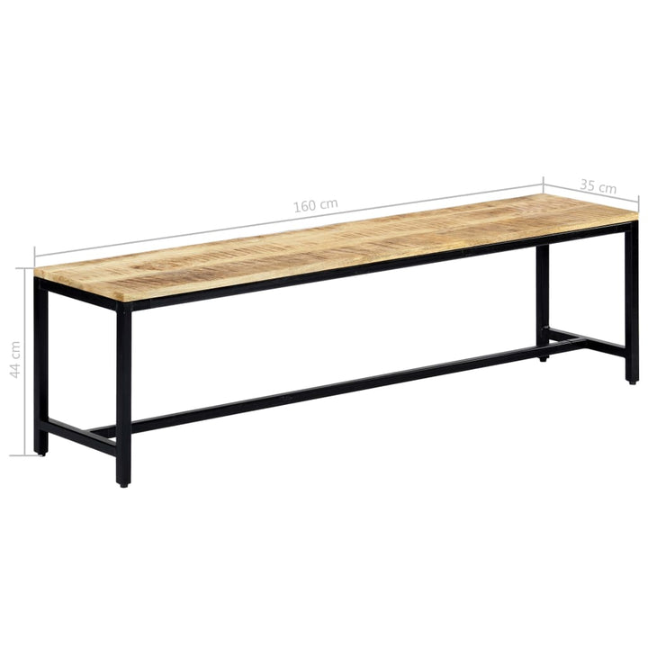spisebordsbænk 160 cm massivt ru mangotræ