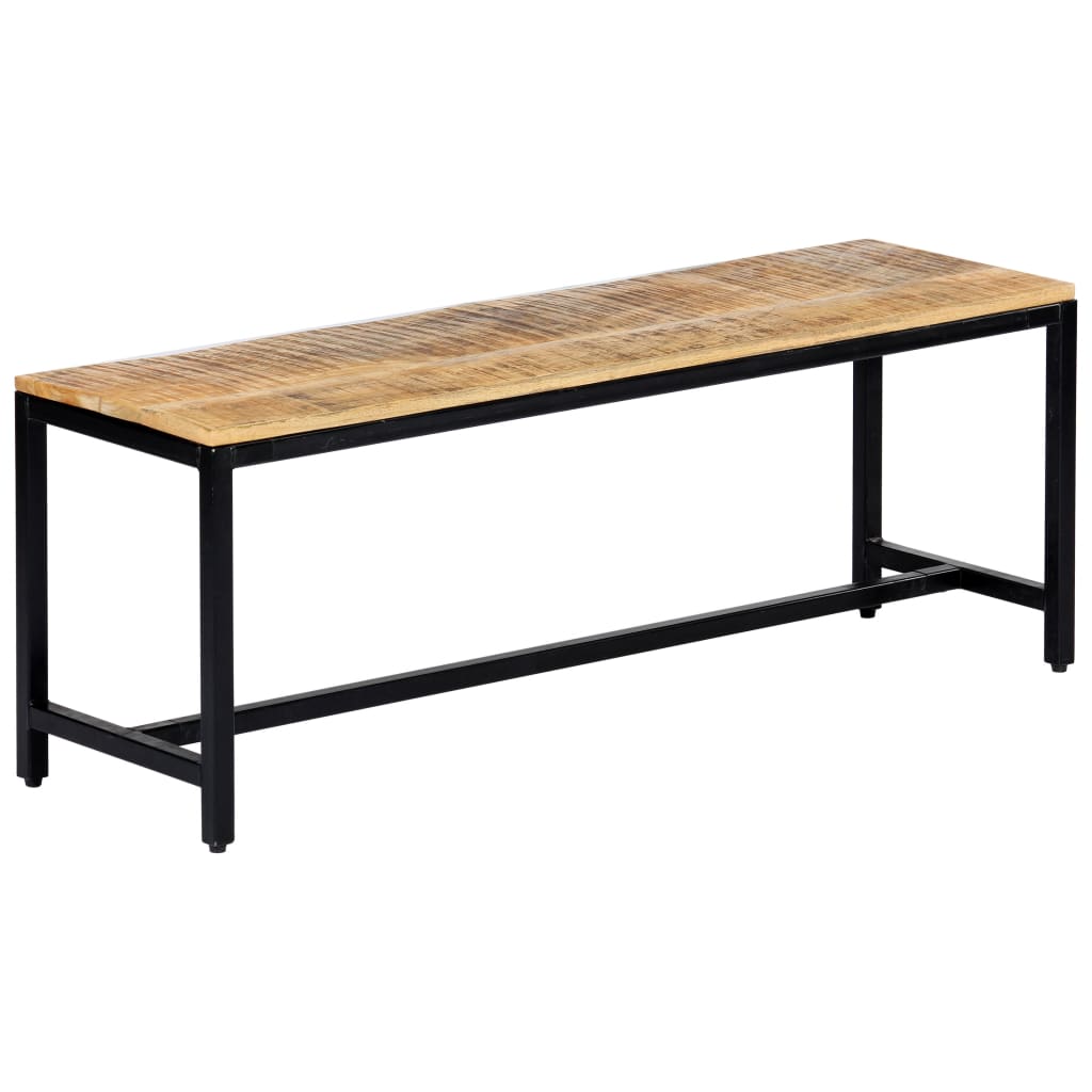 spisebordsbænk 120 cm massivt ru mangotræ