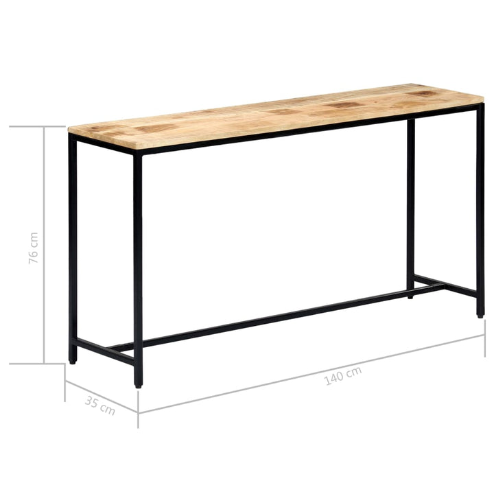 konsolbord 140 x 35 x 76 cm massivt ru mangotræ