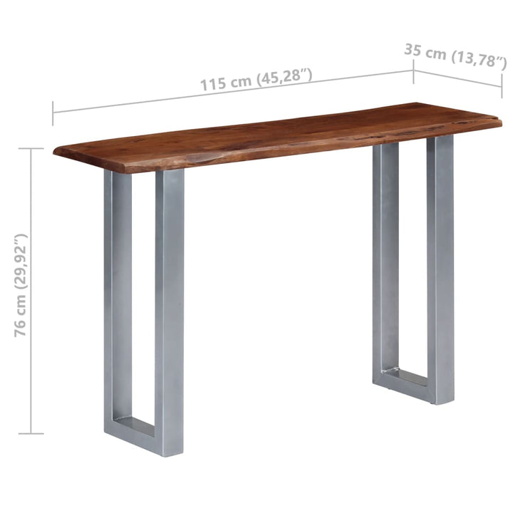 konsolbord 115x35x76 cm massivt akacietræ og jern
