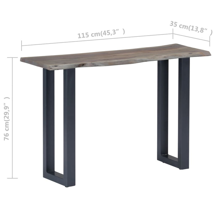 konsolbord 115 x 35 x 76 cm massivt akacietræ og jern grå