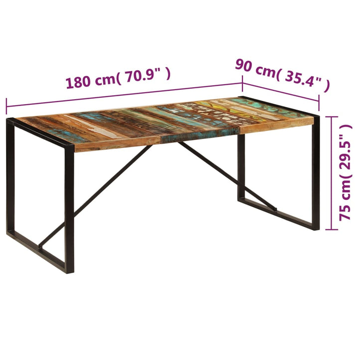 spisebord 180x90x75 cm massivt genbrugstræ