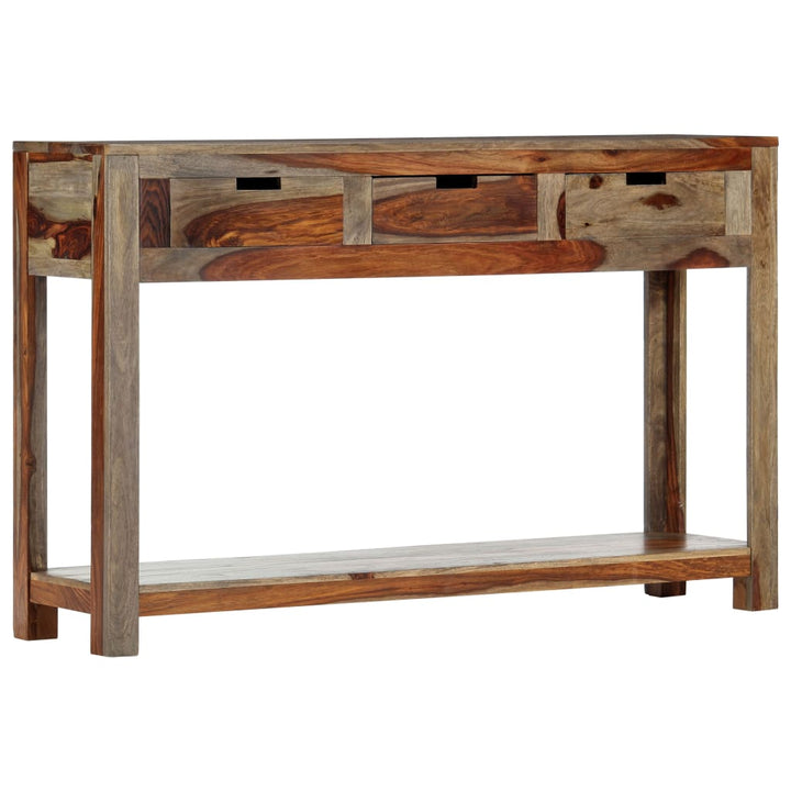 konsolbord med 3 skuffer 120x30x75 cm massivt akacietræ