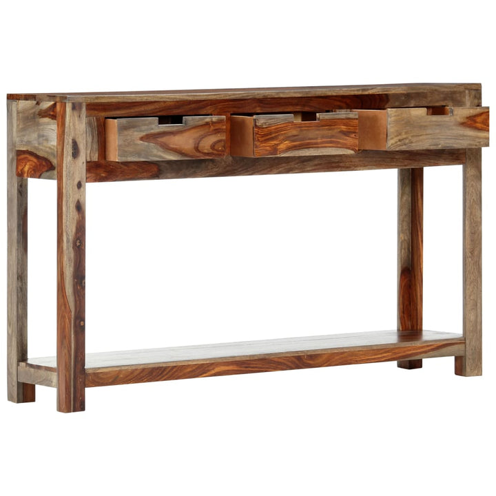 konsolbord med 3 skuffer 120x30x75 cm massivt akacietræ