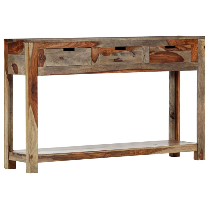 konsolbord med 3 skuffer 120x30x75 cm massivt akacietræ