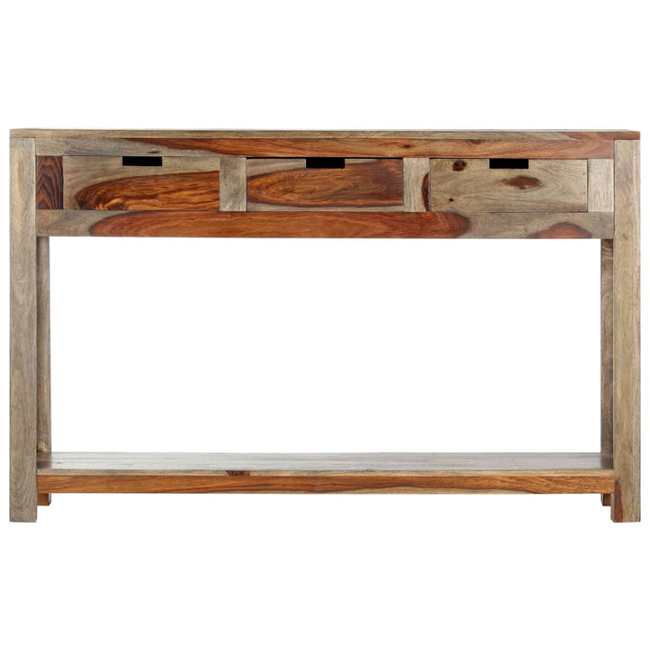 konsolbord med 3 skuffer 120x30x75 cm massivt akacietræ