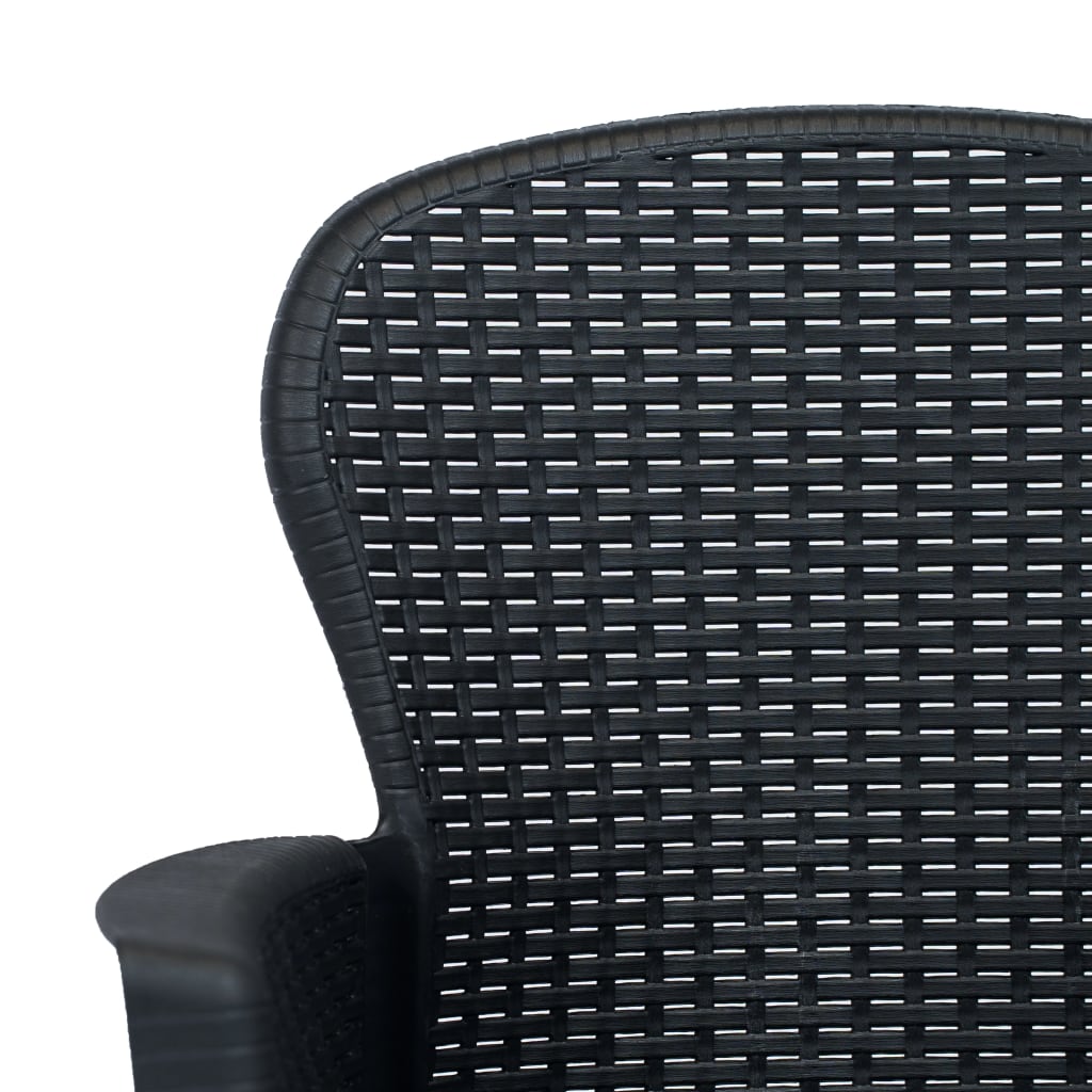havestole 2 stk. med hynde plastik rattanlook antracitgrå