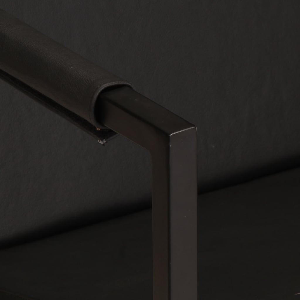 lænestol ægte læder sort