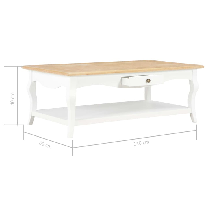 sofabord 110 x 60 x 40 cm MDF hvid