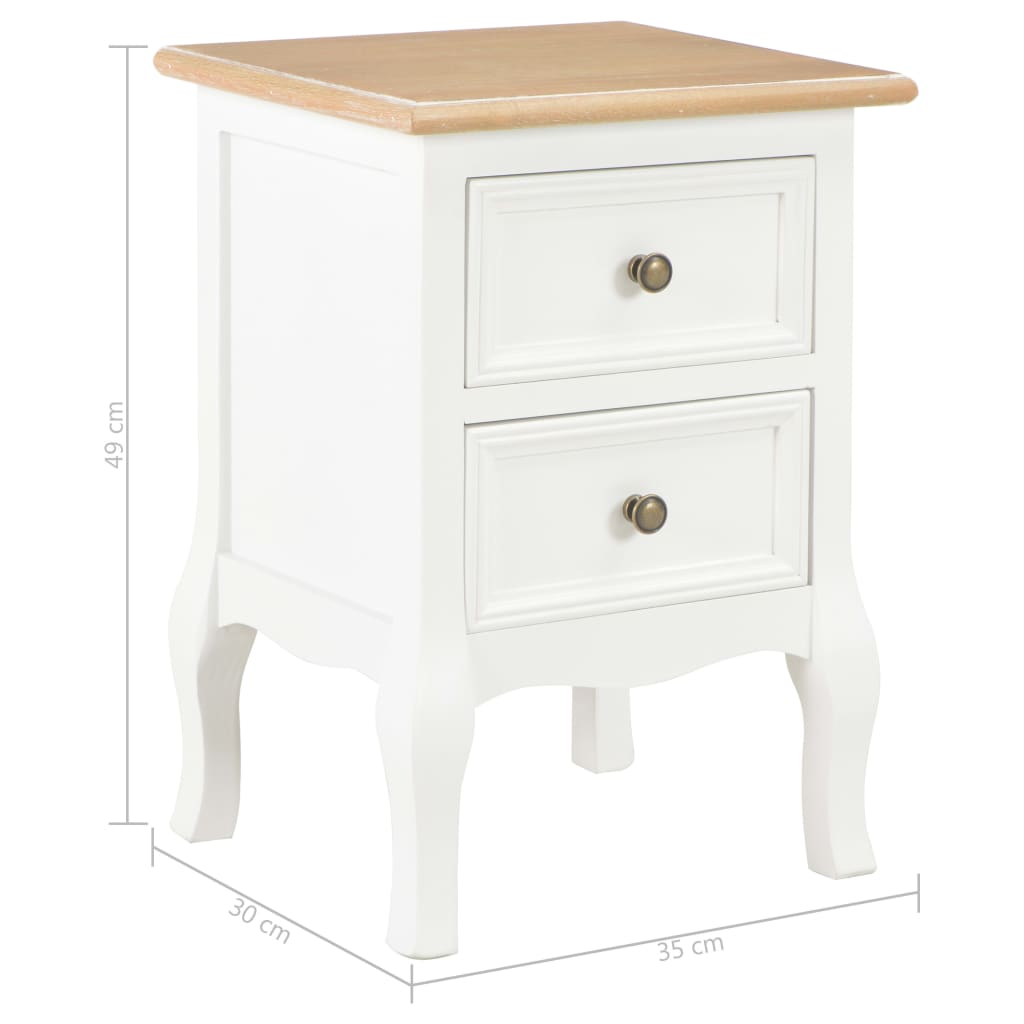 sengeborde 2 stk. 35x30x49 cm MDF hvid