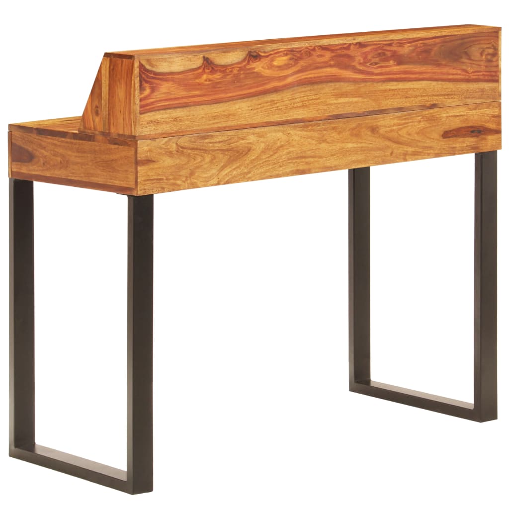 skrivebord massivt akacietræ og stål 110 x 50 x 94 cm