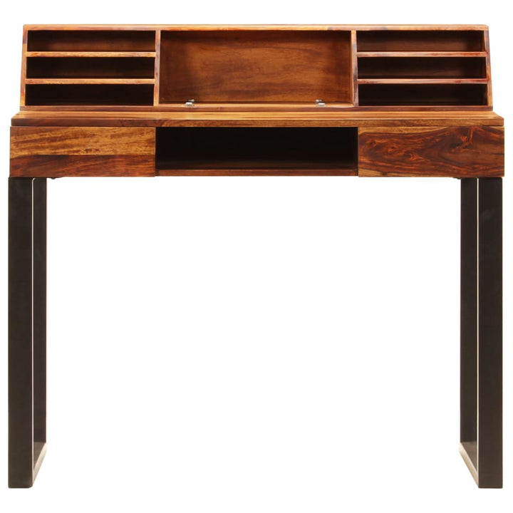 skrivebord massivt akacietræ og stål 110 x 50 x 94 cm