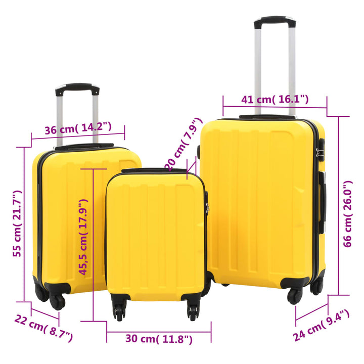 kuffertsæt i 3 dele hardcase ABS gul