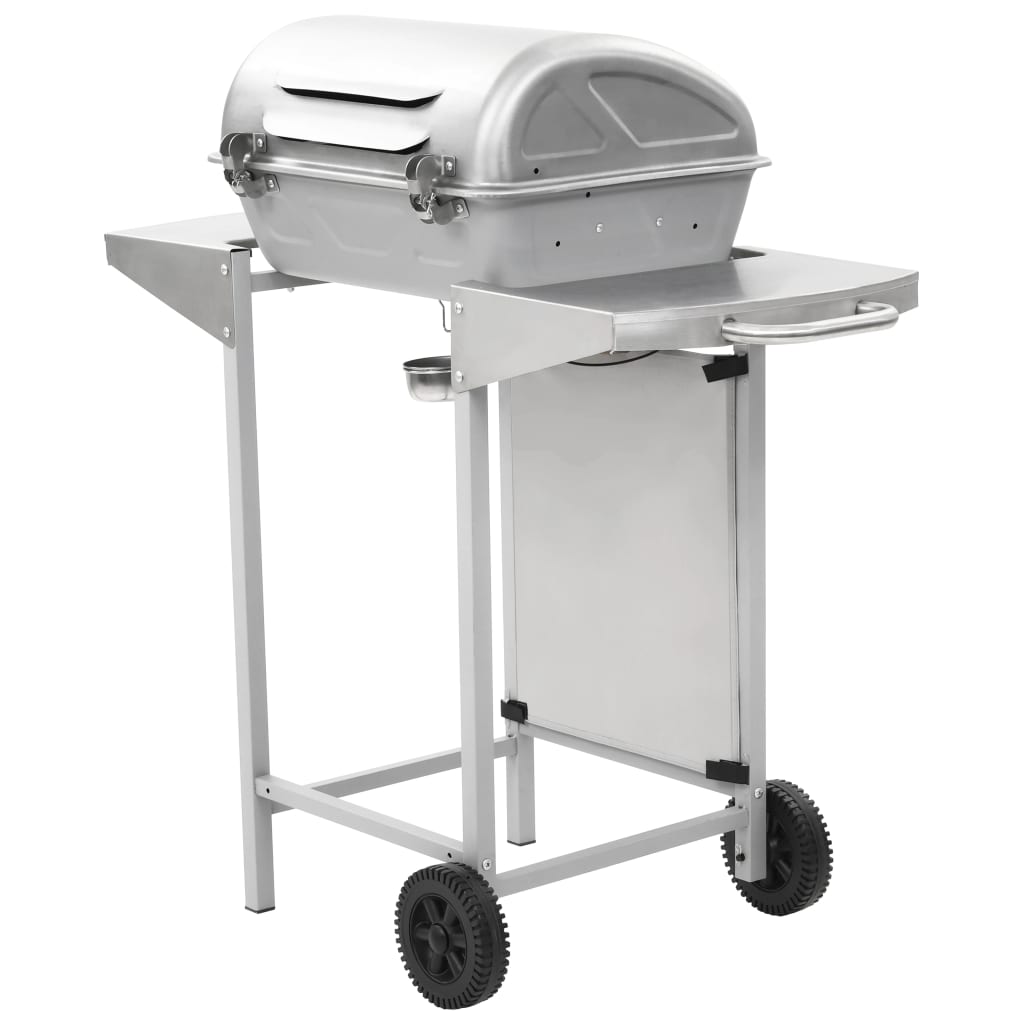 gasgrill med 2 madlavningszoner rustfrit stål sølvfarvet