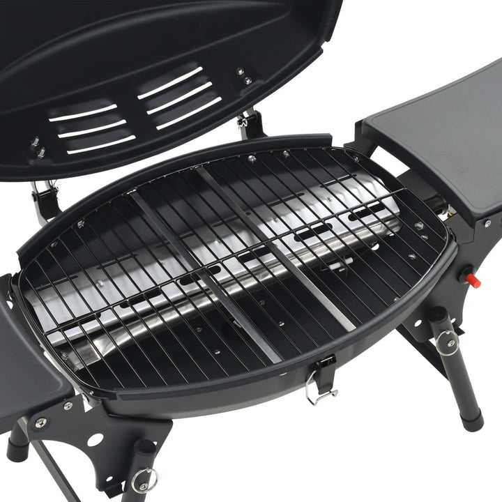 transportabel gasgrill med madlavningszone sort