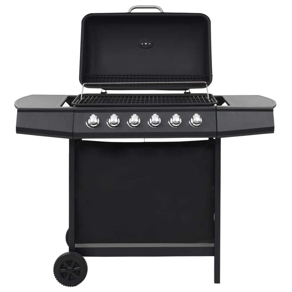 gasgrill med 6 madlavningszoner stål sort