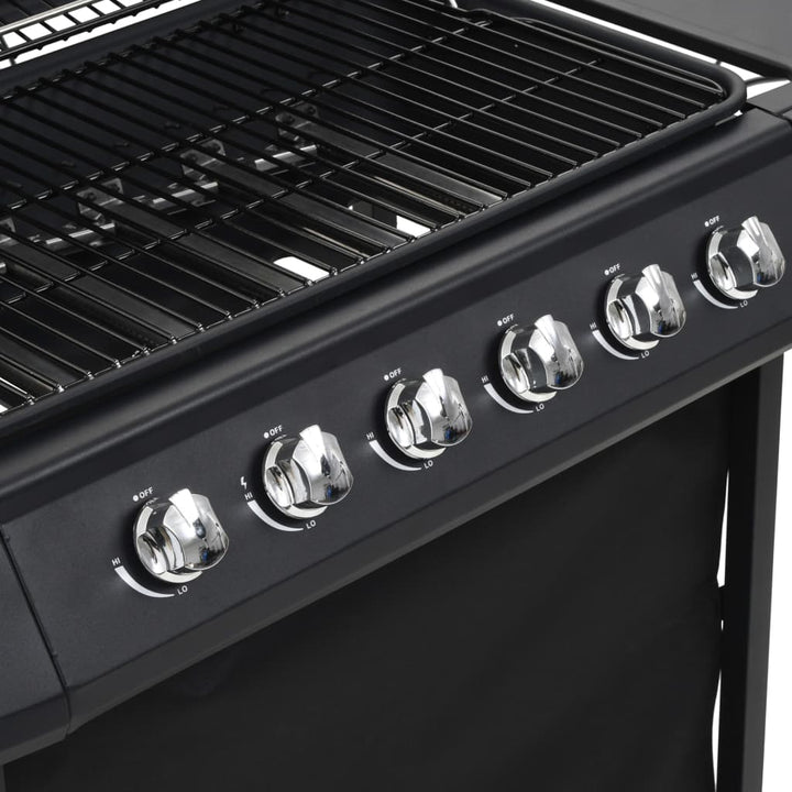 gasgrill med 6 madlavningszoner stål sort