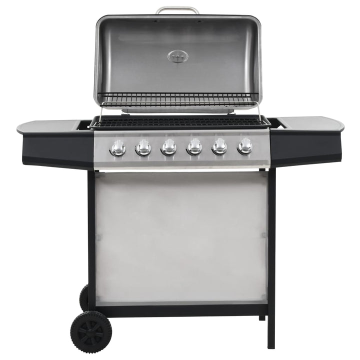 gasgrill med 6 madlavningszoner rustfrit stål sølvfarvet