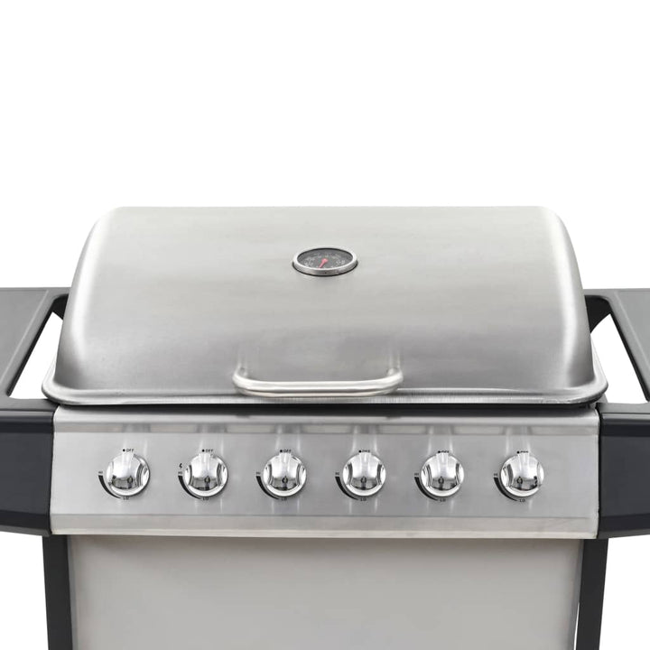 gasgrill med 6 madlavningszoner rustfrit stål sølvfarvet