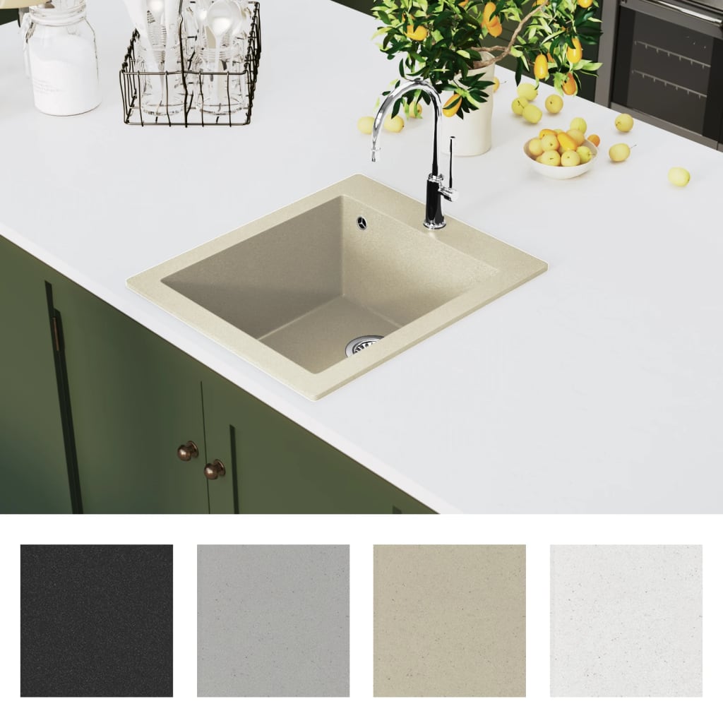 køkkenvask granit enkelt vask beige