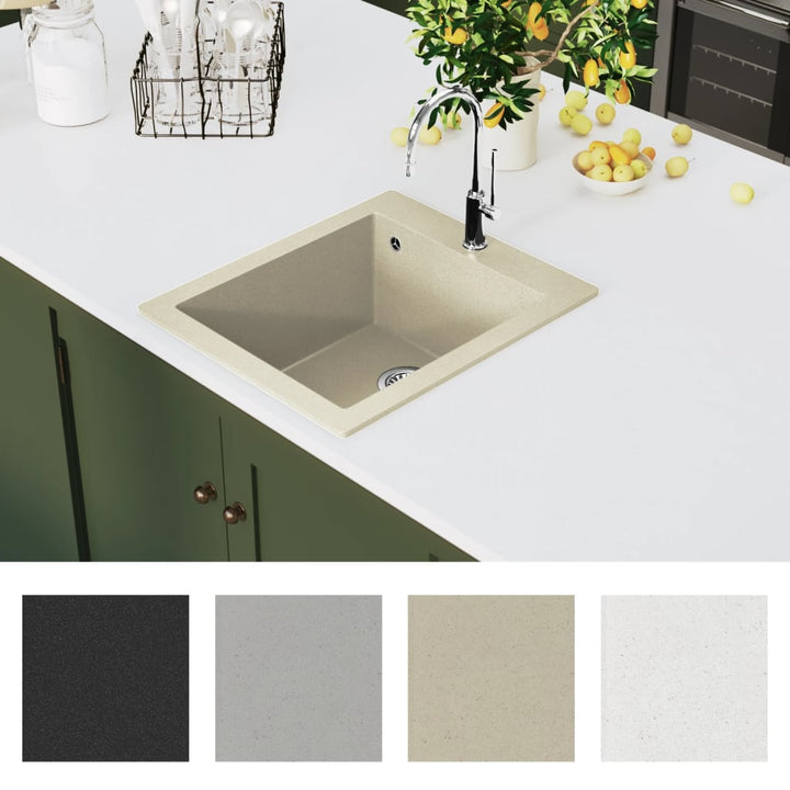 køkkenvask granit enkelt vask beige