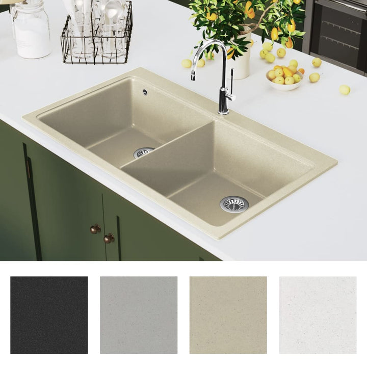 køkkenvask granit dobbelt vask beige