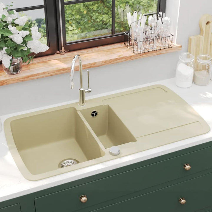 køkkenvask granit dobbelt vask beige