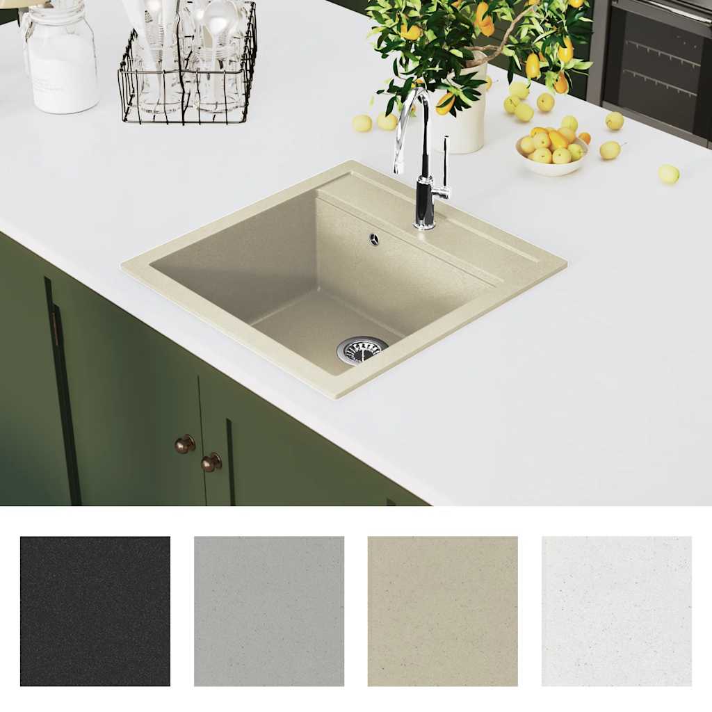 køkkenvask granit enkelt vask beige