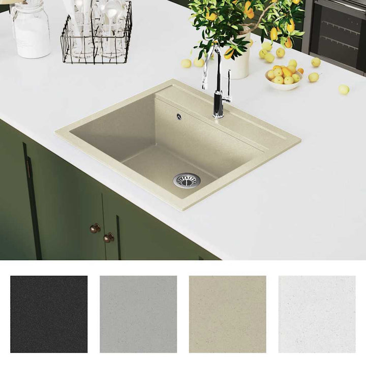 køkkenvask granit enkelt vask beige