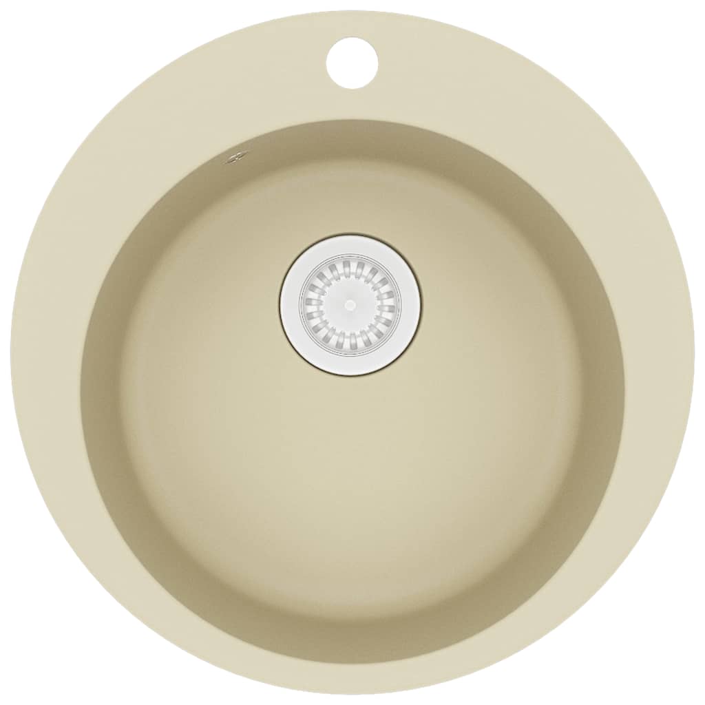 køkkenvask granit enkelt vask rund beige