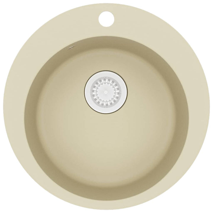 køkkenvask granit enkelt vask rund beige