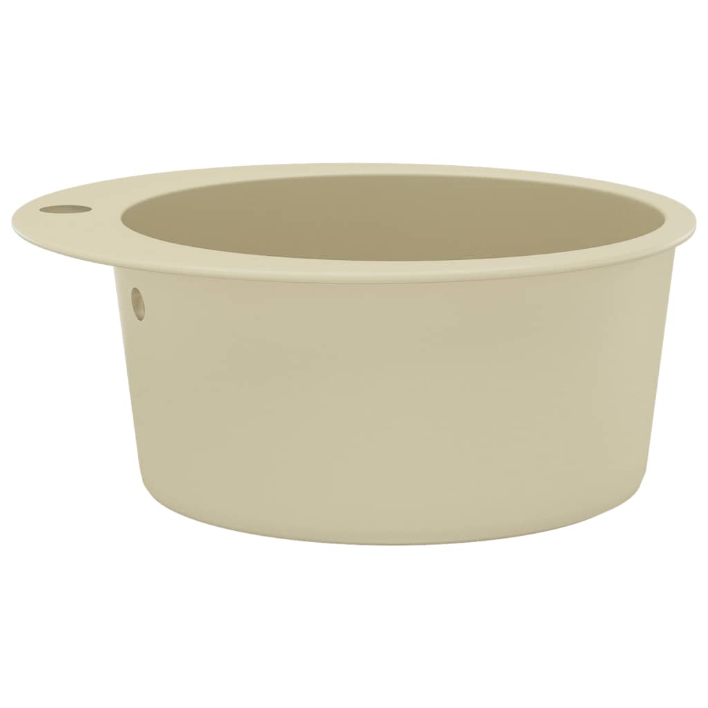 køkkenvask granit enkelt vask rund beige