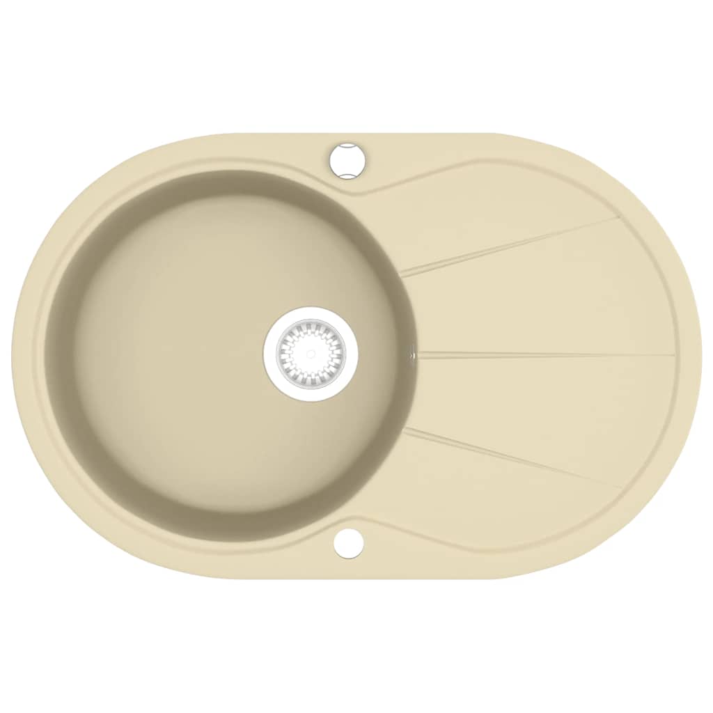 køkkenvask granit enkelt vask oval beige