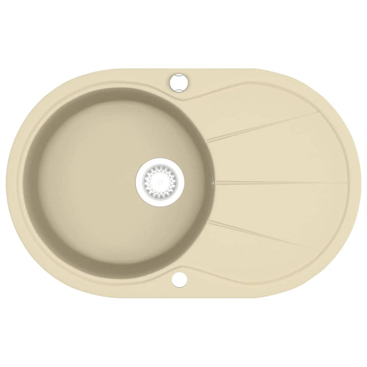 køkkenvask granit enkelt vask oval beige