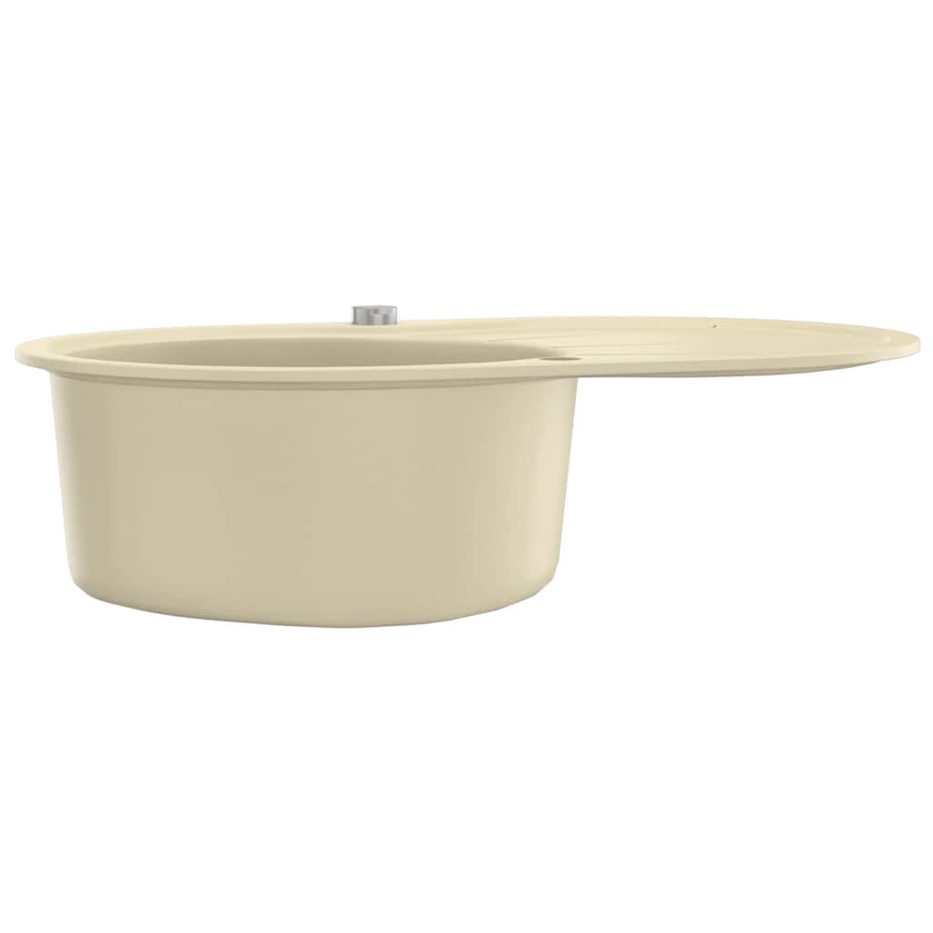 køkkenvask granit enkelt vask oval beige