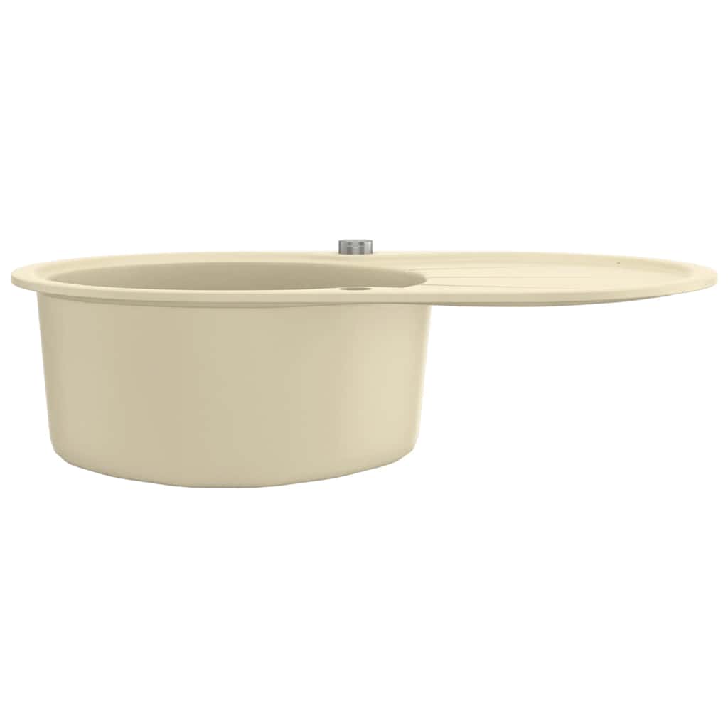 køkkenvask granit enkelt vask oval beige