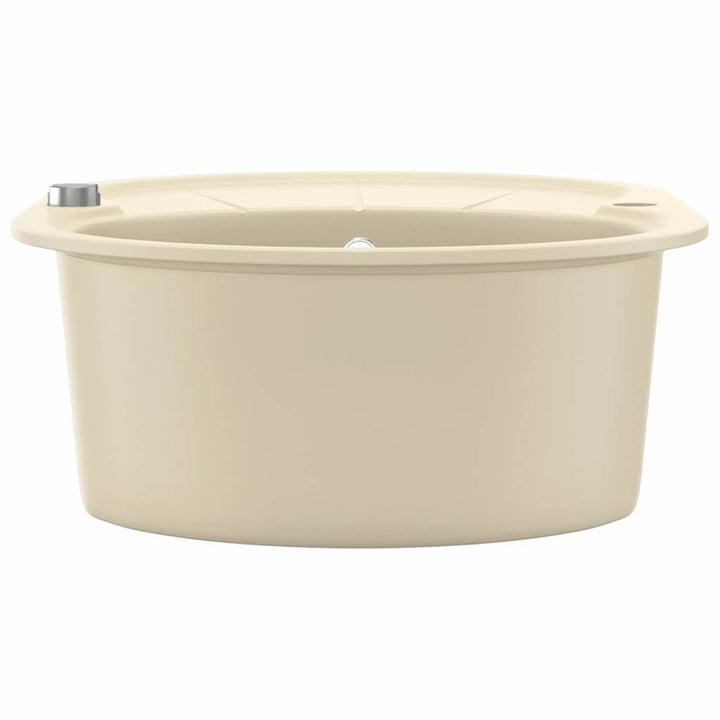 køkkenvask granit enkelt vask oval beige