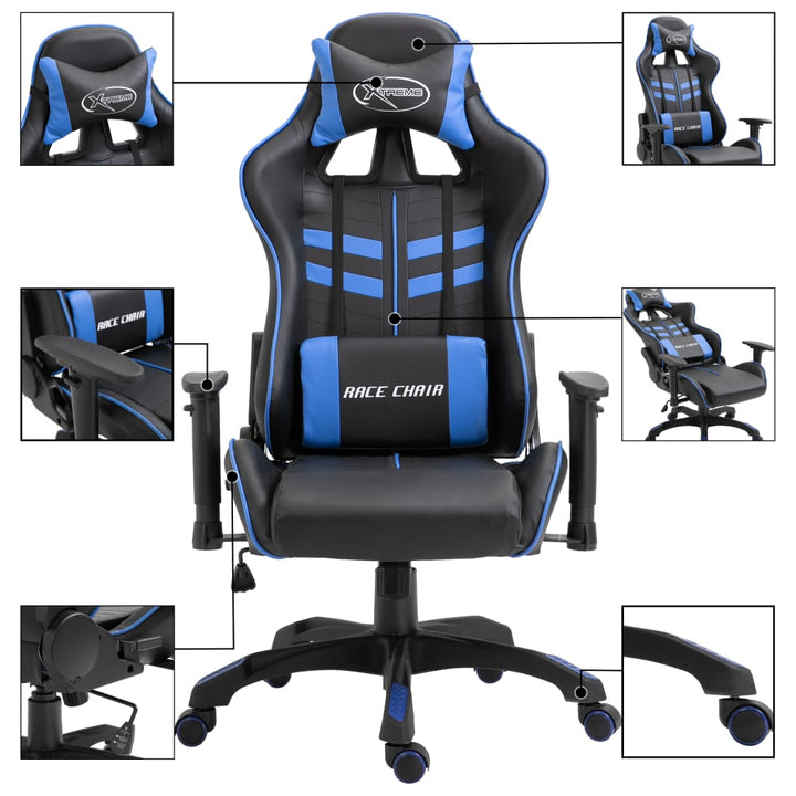 gamingstol kunstlæder blå