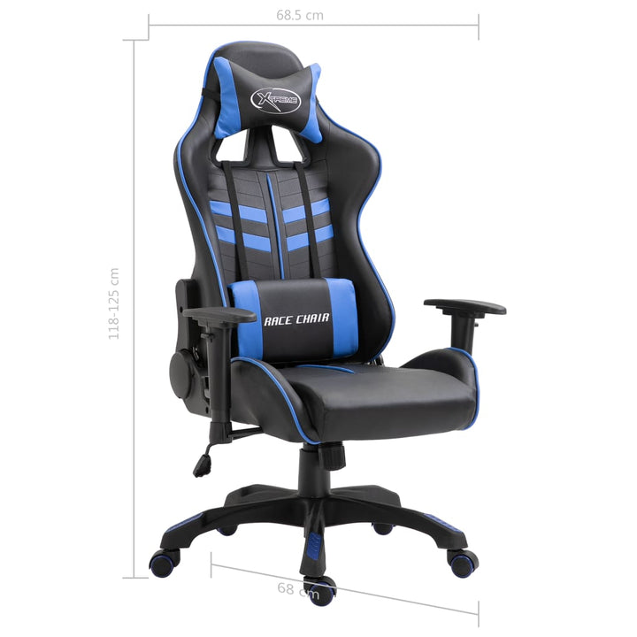 gamingstol kunstlæder blå